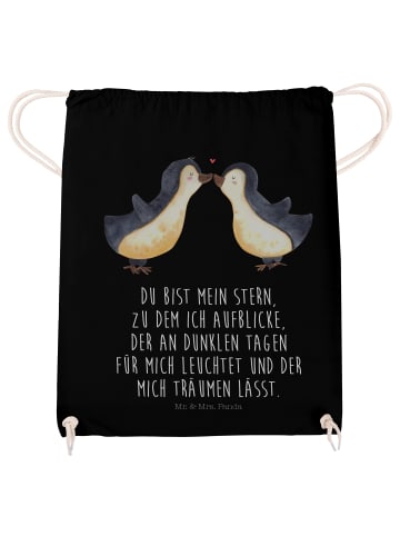Mr. & Mrs. Panda Gym Bag Pinguin Liebe mit Spruch in Schwarz