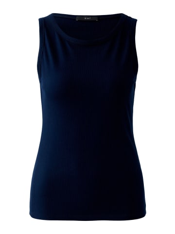 Oui Top elastische Viskoserippe in Darkblue