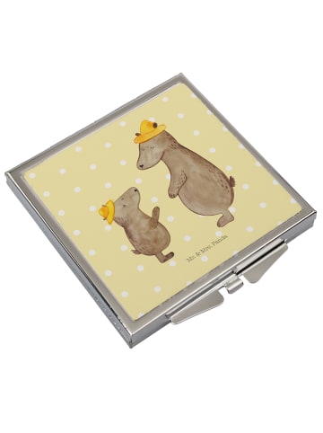 Mr. & Mrs. Panda Handtaschenspiegel quadratisch Bären mit Hut oh... in Gelb Pastell