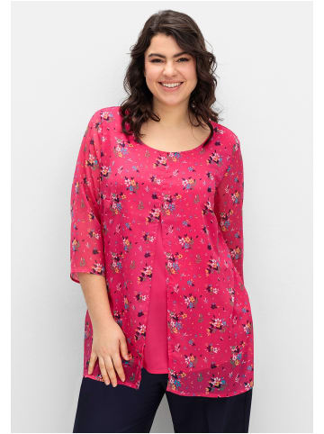 sheego Longtunika in magenta gemustert