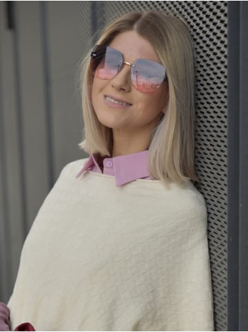 styleBREAKER Rahmenlose Rechteckige Sonnenbrille in Schwarz / Grau-Rose Verlauf