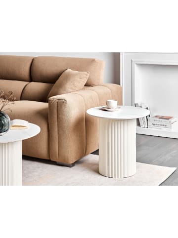 Beliani Beistelltisch LEONA in Beige/Weiß - (W) 50 x (H) 48 x (L) 50 cm
