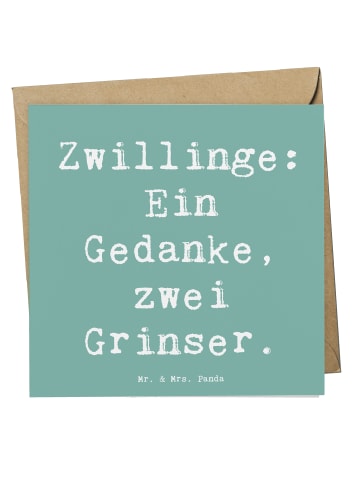 Mr. & Mrs. Panda Grußkarte Spruch Zwillingsgeschwister Grinser m... in Meeresbrise