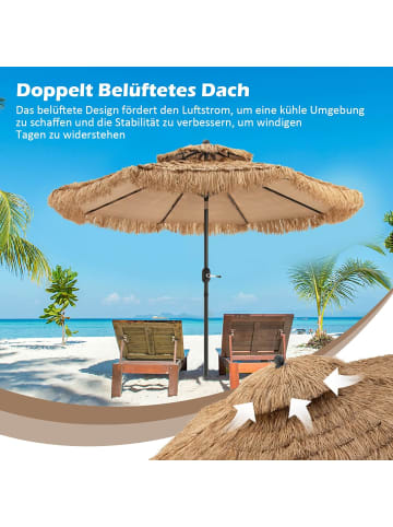 COSTWAY Sonnenschirm Hawaii 300 cm in Braun