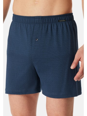 Schiesser Boxershorts Singel-Jersey in Grau / schwarz / Dunkelblau