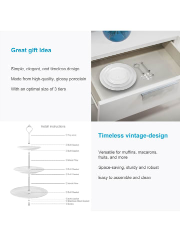 Intirilife Etagere Tortenständer in WEIß