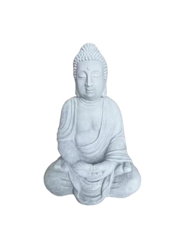 relaxdays Buddha Figur in Hellgrau - (H)71 cm