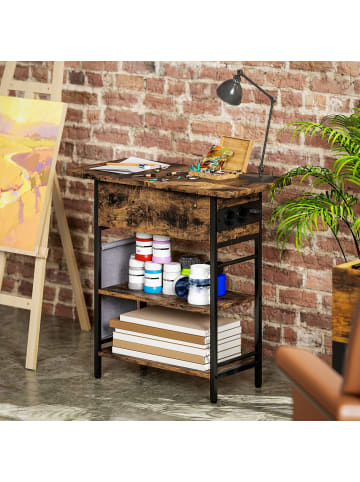 HOMCOM Beistelltisch-60L x 29,8B x 58,5H cm-Rustikal-Braun