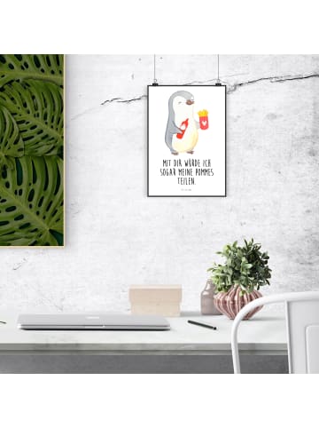 Mr. & Mrs. Panda Küchenposter Pinguin Pommes mit Spruch in Weiß