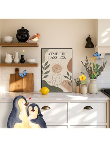 Mr. & Mrs. Panda Poster Figur minimalistisch Design mit Spruch in Weiß