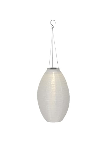 MARELIDA LED Solar Lampion oval Gartenlampion H: 33cm weiß