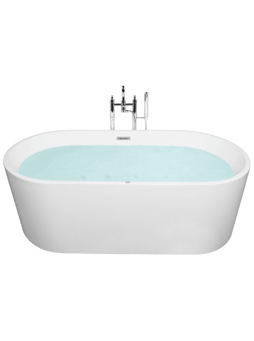 Beliani Whirlpool Badewannen HAVANA in Weiß/Silber - (W) 80 x (H) 59 x (L) 170 cm