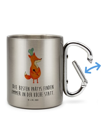 Mr. & Mrs. Panda Tasse Fuchs Koch mit Spruch in Silber