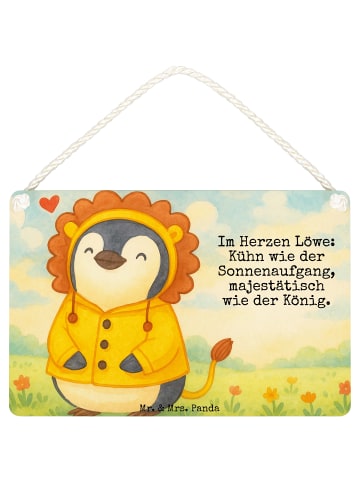 Mr. & Mrs. Panda Wandbild Holz Löwe Astrologie Design mit Spruch in Weiß