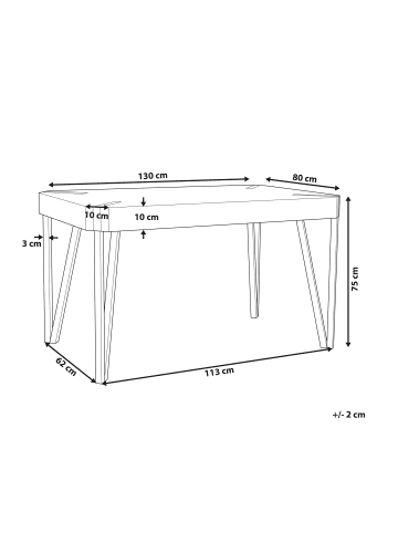 Beliani Esszimmertisch CAMBELL in Braun/Schwarz - (W) 80 x (H) 75 x (L) 130 cm