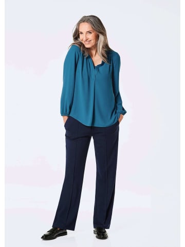 GOLDNER Kurzgröße:  Bluse mit Tunika Ausschnitt in blau