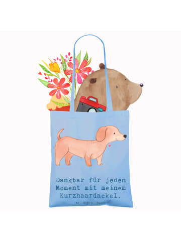Mr. & Mrs. Panda Tote Bag Dackel Kurzhaardackel Moment mit Spruch in Sky Blue