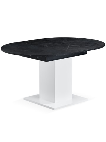 B&D Home Ausziehtisch WIM in Marmor - Weiß - (B)100-140 x (H)74 x (T)100 cm