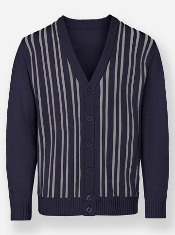 WITT WEIDEN Strickjacke in marine-steingrau-gemustert