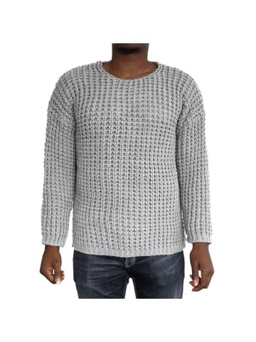 COFI 1453 Casual Herren StrickpulloverRundhals-Ausschnitt Braun S in Grau