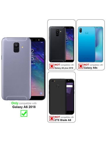 cadorabo Handykette für Samsung Galaxy A6 2018 Hülle in ORANGE BLAU WEIß