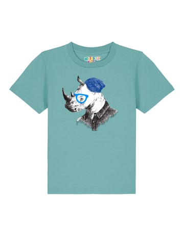 wat? Apparel T-Shirt Nashorn in Teal Monstera