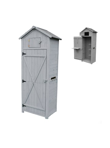 relaxdays Gartenschrank in Grau - (B)75 x (H)180,5 x (T)50 cm