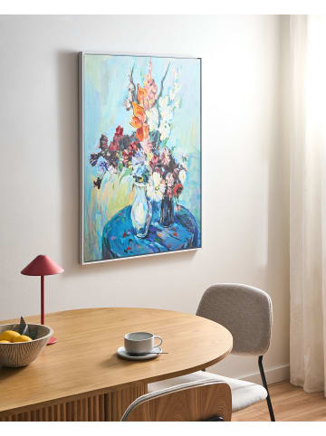 Beliani Wandbild mit Rahmen KINSALE in Blau/Rosa/Orange - (W) 72 x (H) 103 x (L) 4 cm
