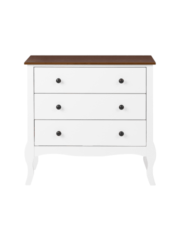 Beliani Kommode NUNDLE in Weiß/Braun - (W) 80 x (H) 76 x (L) 40 cm