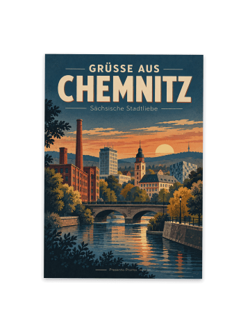 Grußkarte Stadt nostalgisch Design mit Spruch in Weiß