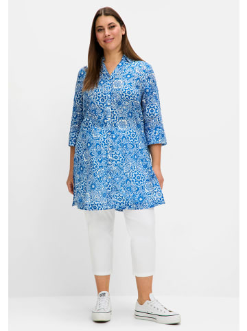 sheego Hemdbluse in kobalt-gemustert