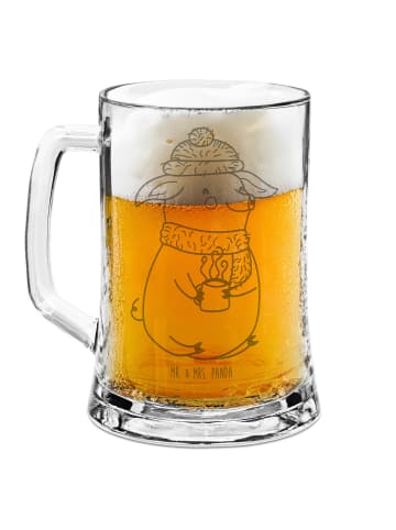 Mr. & Mrs. Panda Gravur Bierkrug Schwein Glühwein ohne Spruch in Transparent