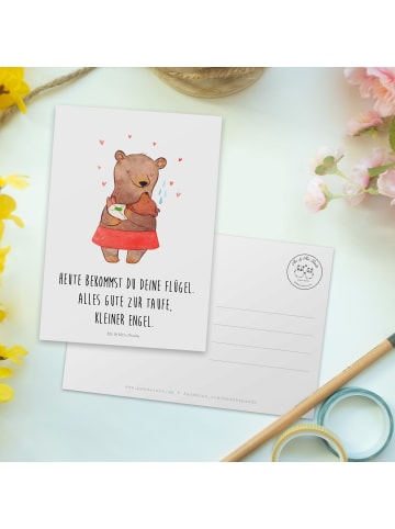 Mr. & Mrs. Panda Postkarte Bären Taufe mit Spruch in Weiß