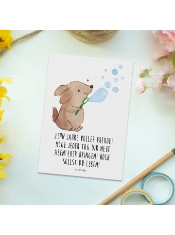 Mr. & Mrs. Panda Postkarte 10. Geburtstag Freude mit Spruch in Weiß