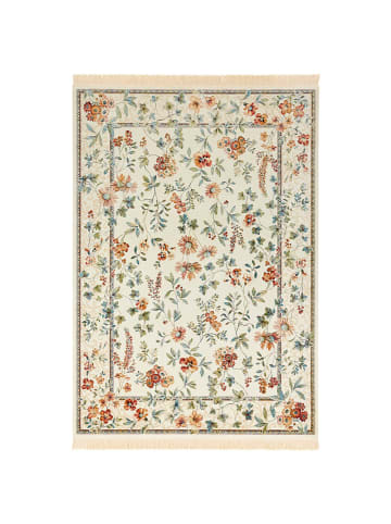 Nouristan Orientalischer Samt Teppich Fransen Oriental Flowers in Creme