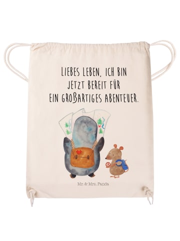 Mr. & Mrs. Panda Sportbeutel Pinguin & Maus Wanderer mit Spruch in Creme