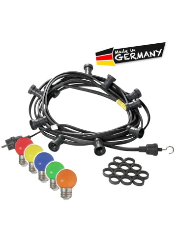 SATISFIRE Garten Party Lichterkette Illu 20 bunte LED Kugellampen 10m schwarz