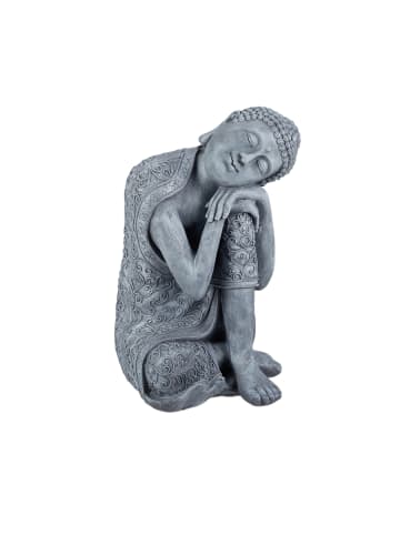 relaxdays Buddha Figur in Hellgrau - (H)60 cm