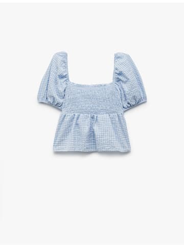 KOTON BLUSE SS in Blau Karomuster
