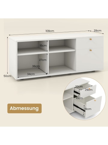 COSTWAY Kommode mit 2 Schubladen in Weiß