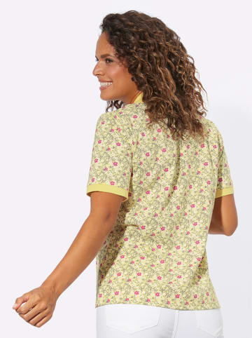 WITT WEIDEN Poloshirt in zitrone-fuchsia-bedruckt