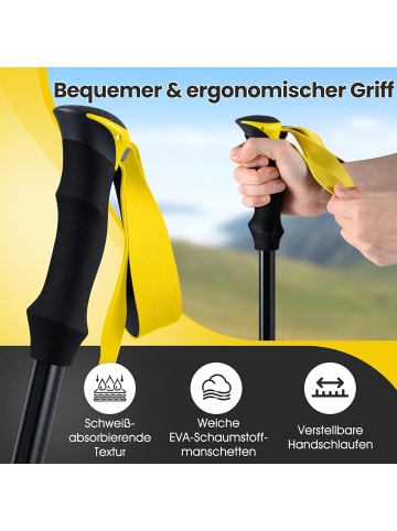 COSTWAY Wanderstöcke faltbar Aluminium 115-130cm in Gelb