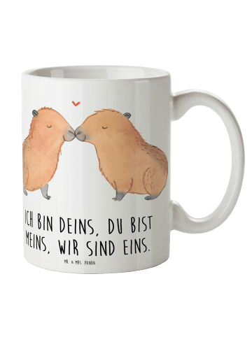 Mr. & Mrs. Panda Keramiktasse Capybara Liebe mit Spruch in Weiß