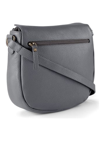 Lazarotti Bologna Leather Crossbody Umhängetasche Leder 25 cm in grey