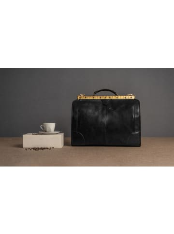 piké Doktortasche / Reisetasche LOMBARDIA MEDIUM echt Leder in schwarz