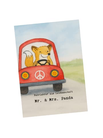 Mr. & Mrs. Panda Postkarte Fahrlehrer Leidenschaft Design mit Sp... in Weiß