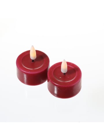 Deluxe Homeart 2er Set LED Teelichter MIA flackernd Echtwachs mit Batterien D: 4,1cm in rot