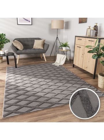 KADIMA DESIGN Waschbarer Teppich waschmaschinenwaschbar Rauten Küche, Flur in Anthrazit