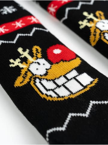 Ralph Ruthe Ralph Ruthe Rentier Rudi Hüttensocken Haussocken Kuschelsocken Socken in schwarz