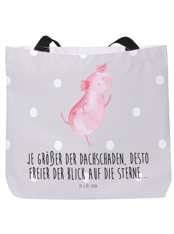 Mr. & Mrs. Panda Strandtasche Axolotl Tanzen mit Spruch in Grau Pastell